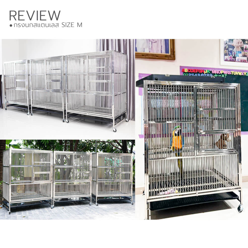 กรงนกสแตนเลส PAWRADISE SIZE M ขนาด : 94 X 64 X 127 CM._4